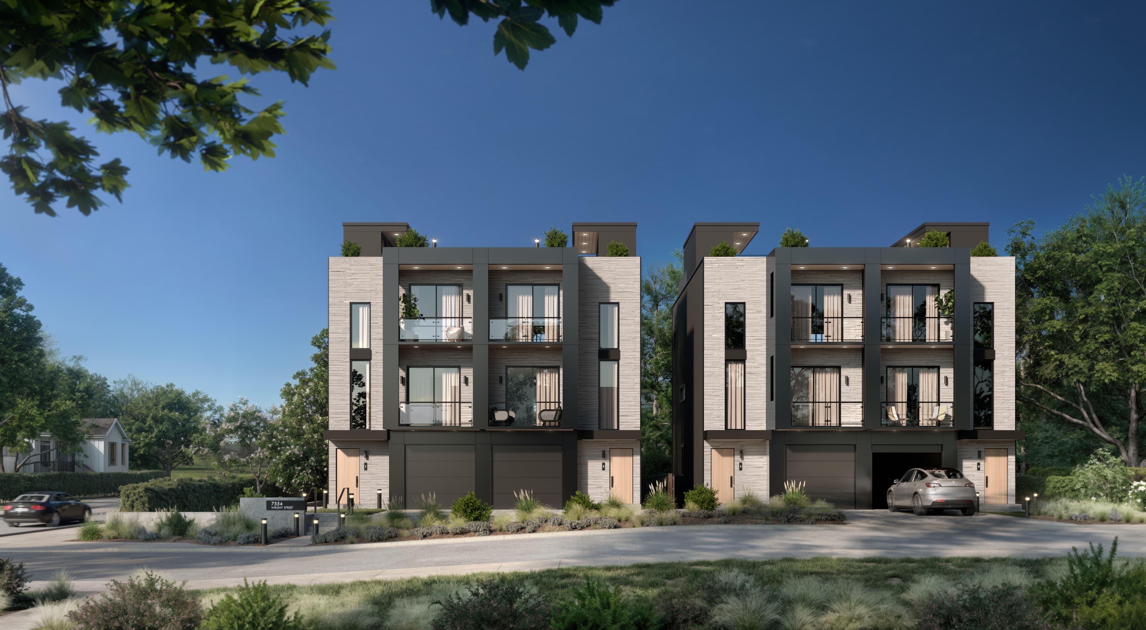 Rendering of Wright Residences, a fourplex in East Burnaby